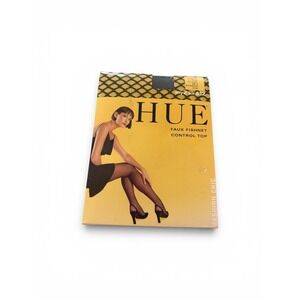 Y2K HUE Faux Fishnet Control Top Tights Black Sheer Hosiery Style Size 2 New